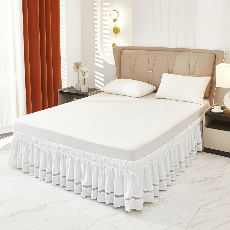 Fustă de pat cu dantelă, personalizabilă, fibre chimice, imprimare reactive și vopsire, greutate 300–500 g