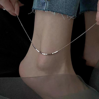 Brățară de gleznă din argint S925, design geometric pătrat, stil minimalist Ins Wind, greutate 1,55 g