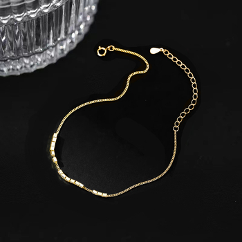 Brățară de gleznă din argint S925, design geometric pătrat, stil minimalist Ins Wind, greutate 1,55 g