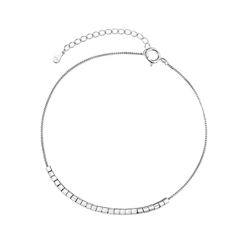 Brățară de gleznă din argint S925, design geometric pătrat, stil minimalist Ins Wind, greutate 1,55 g