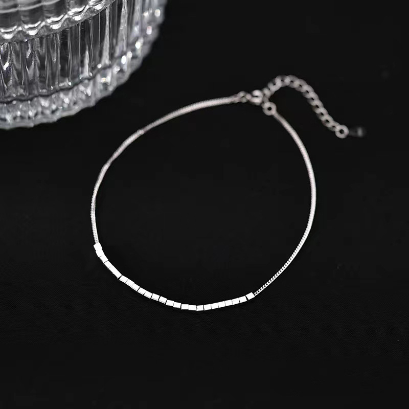 Brățară de gleznă din argint S925, design geometric pătrat, stil minimalist Ins Wind, greutate 1,55 g