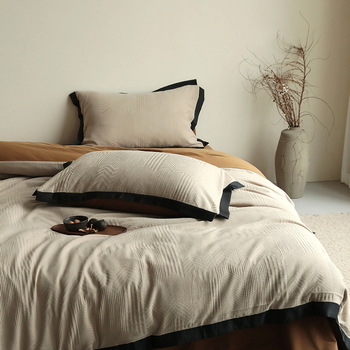 Set de lenjerie de pat Jacquard, 4 piese, stil modern minimalist