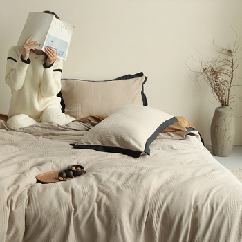 Set de lenjerie de pat Jacquard, 4 piese, stil modern minimalist