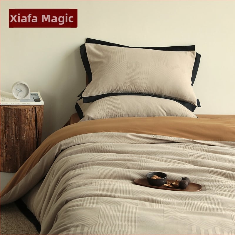 Set de lenjerie de pat Jacquard, 4 piese, stil modern minimalist