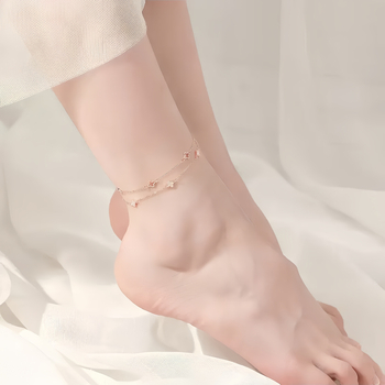 Glezna S925 cu două straturi, trifoi cu patru foi, încrustată cu pietre, inspirat din pădure, bijuterii pentru femei