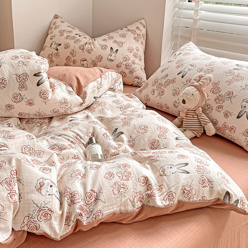 Set huse pentru pilotă - Ins stil, imprimare reactive, țesătură periată, set de pat patru piese