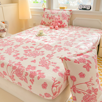 Set cuverturi cu fleece 180 g poliester, model plante și flori, imprimare reactive, stil boem, iarnă/toate sezoanele, 3 piese