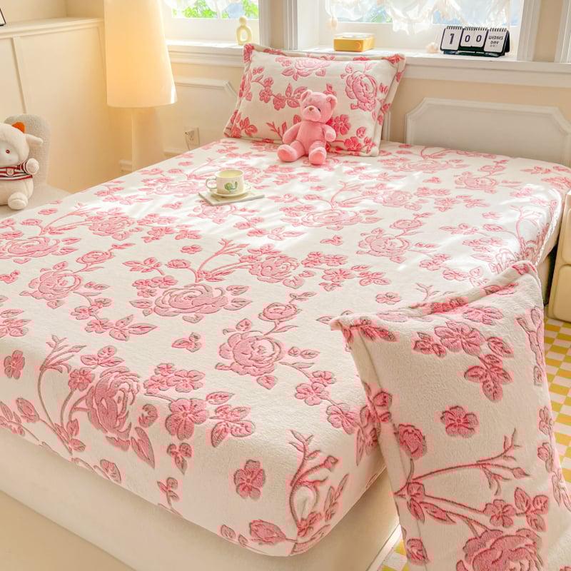 Set cuverturi cu fleece 180 g poliester, model plante și flori, imprimare reactive, stil boem, iarnă/toate sezoanele, 3 piese