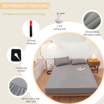  Lenjerie de pat cu elastic, fibre de argint pentru împământare, anti-static, 100% bumbac, densitate ţesătură 200×100, 40 fire