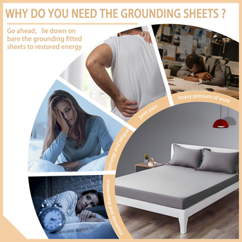  Lenjerie de pat cu elastic, fibre de argint pentru împământare, anti-static, 100% bumbac, densitate ţesătură 200×100, 40 fire