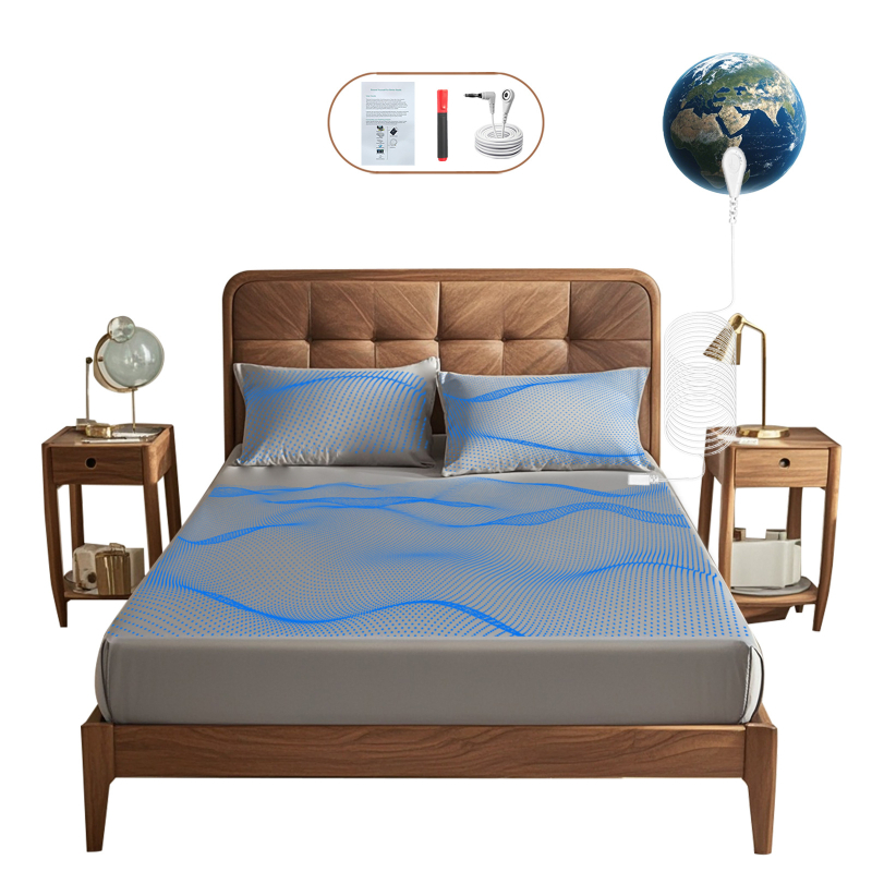  Lenjerie de pat cu elastic, fibre de argint pentru împământare, anti-static, 100% bumbac, densitate ţesătură 200×100, 40 fire