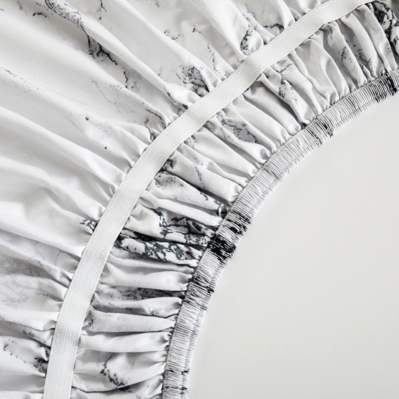 Fustă pentru pat cu model geometric, textură periată, imprimare și vopsire reactive, fibră chimică, stil modern minimalist