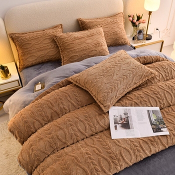 Set cu husă de pilotă din poliester, patru piese, model în dungi, căldură de iarnă, imprimare prin transfer termic