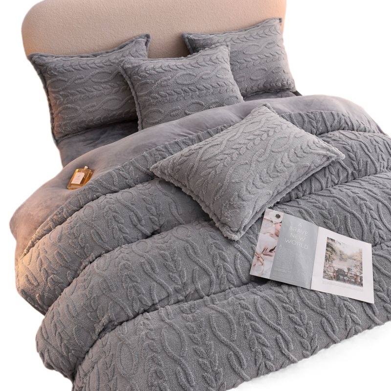 Set cu husă de pilotă din poliester, patru piese, model în dungi, căldură de iarnă, imprimare prin transfer termic