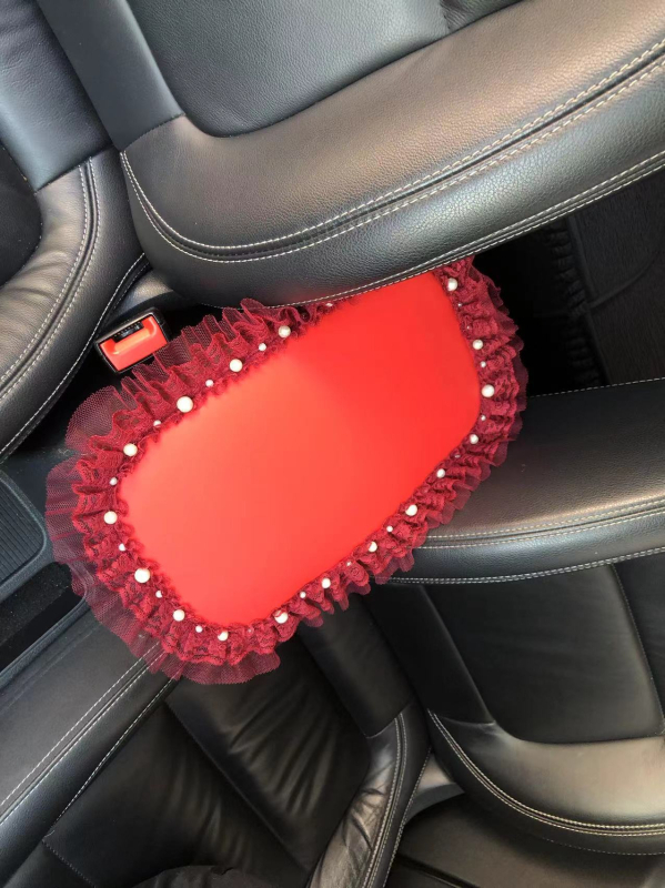 Vika Covoraș pentru cotieră auto din velur, pentru consola centrală, dantelă lucrată manual