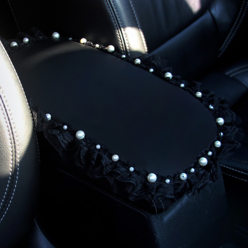 Vika Covoraș pentru cotieră auto din velur, pentru consola centrală, dantelă lucrată manual