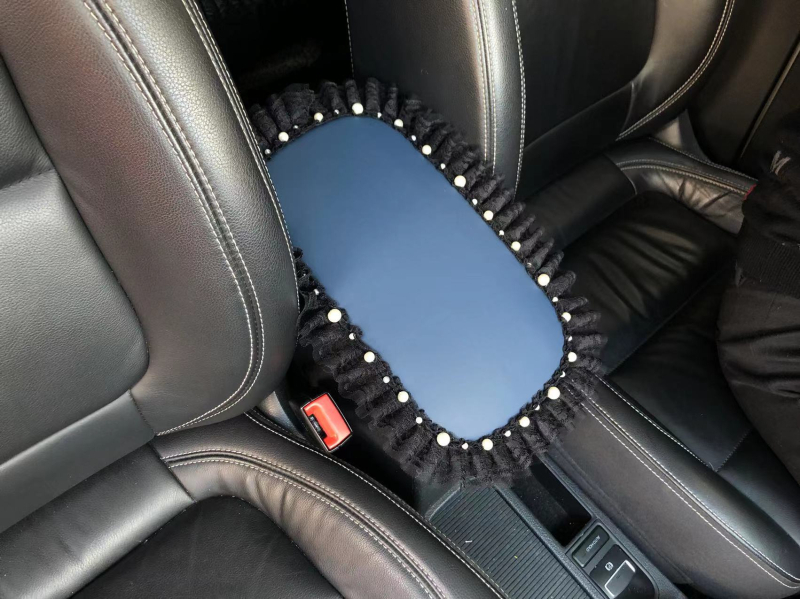 Vika Covoraș pentru cotieră auto din velur, pentru consola centrală, dantelă lucrată manual