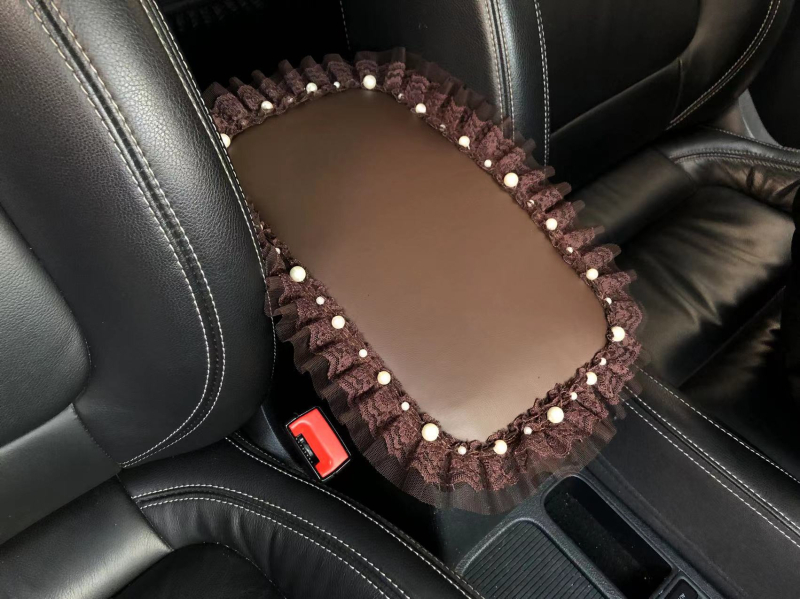 Vika Covoraș pentru cotieră auto din velur, pentru consola centrală, dantelă lucrată manual