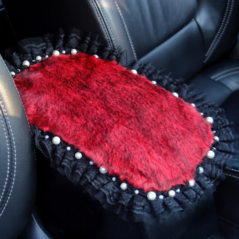 Vika Covoraș pentru cotieră auto din velur, pentru consola centrală, dantelă lucrată manual