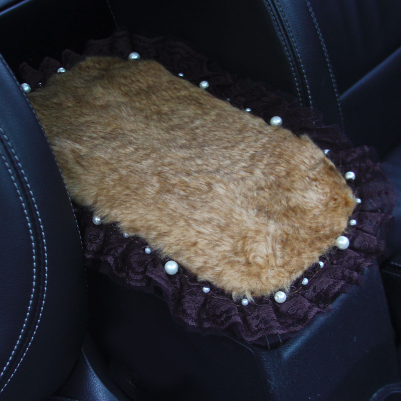 Vika Covoraș pentru cotieră auto din velur, pentru consola centrală, dantelă lucrată manual