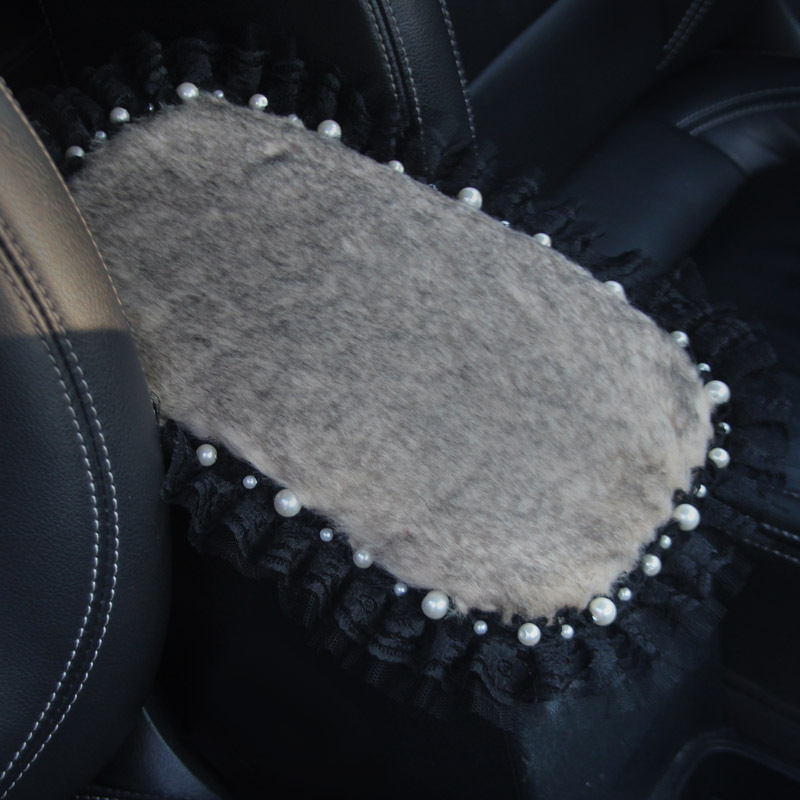 Vika Covoraș pentru cotieră auto din velur, pentru consola centrală, dantelă lucrată manual