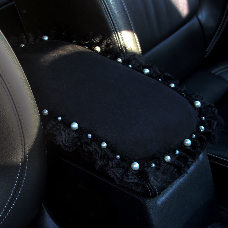 Vika Covoraș pentru cotieră auto din velur, pentru consola centrală, dantelă lucrată manual