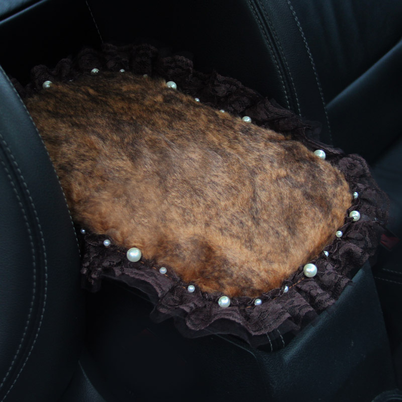 Vika Covoraș pentru cotieră auto din velur, pentru consola centrală, dantelă lucrată manual