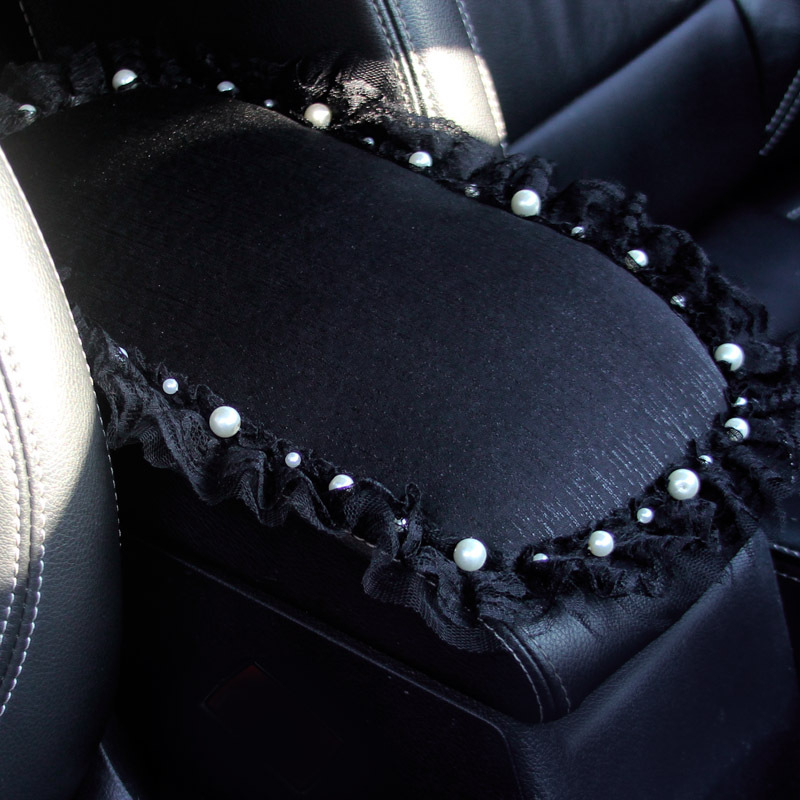 Vika Covoraș pentru cotieră auto din velur, pentru consola centrală, dantelă lucrată manual