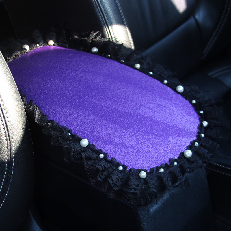 Vika Covoraș pentru cotieră auto din velur, pentru consola centrală, dantelă lucrată manual
