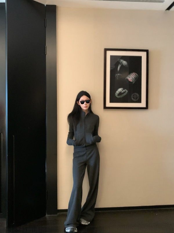 SUNONEONE Set trening cu glugă și pantaloni pentru femei — poliester casual, mâneci lungi, pantaloni lungi, toamnă 2025, cod produs 8567