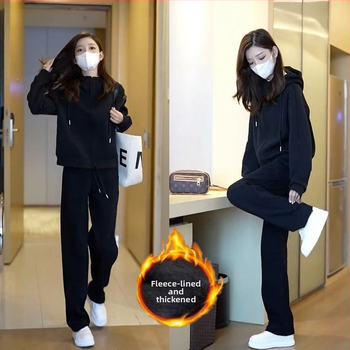 Costum sport cu două piese, stil koreano-japonez lejer, top cu mâneci lungi și pantaloni, țesătură PVC sub 30%