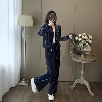 Set din catifea în două piese cu top cardigan, model solid, țesătură viscose-spandex, tehnică colaj, toamnă 2025