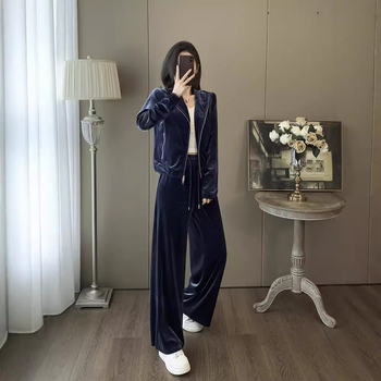 Set din catifea în două piese cu top cardigan, model solid, țesătură viscose-spandex, tehnică colaj, toamnă 2025