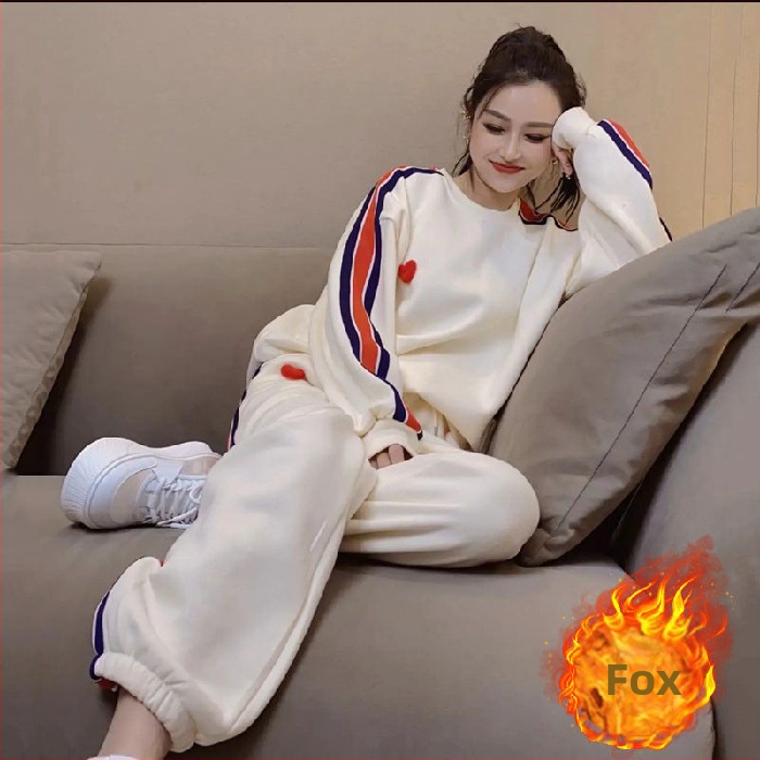 Set doamne din Chenille, două piese, cu căptușeală de fleece, model 3D, mâneci de prințesă, mâneci lungi