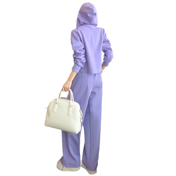 Set feminin din două piese, pentru toamnă 2025, casual, cu model 3D, bumbac mercerizat (70–80%), mâneci lungi, stil prințesă