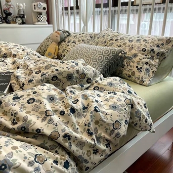 Set de lenjerie de pat din bumbac cu imprimeu desen animat, bumbac 30s, imprimare reactive, căldură de iarnă