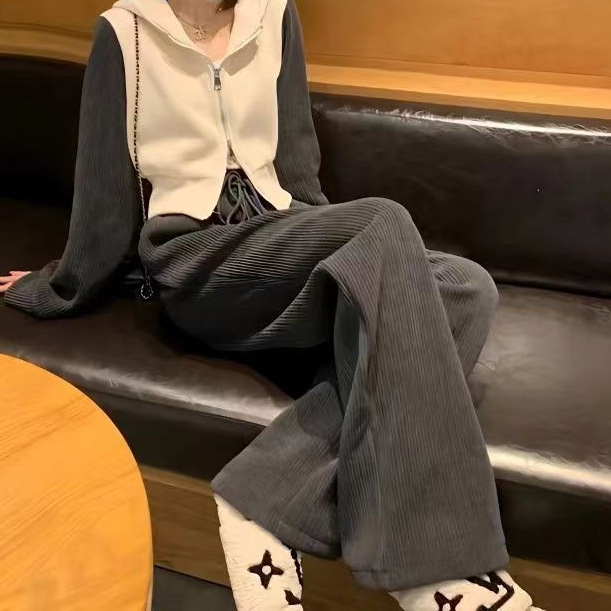 Set sportiv pentru femei din două părți – stil coreean, croială lejeră, stil urban, mâneci lungi