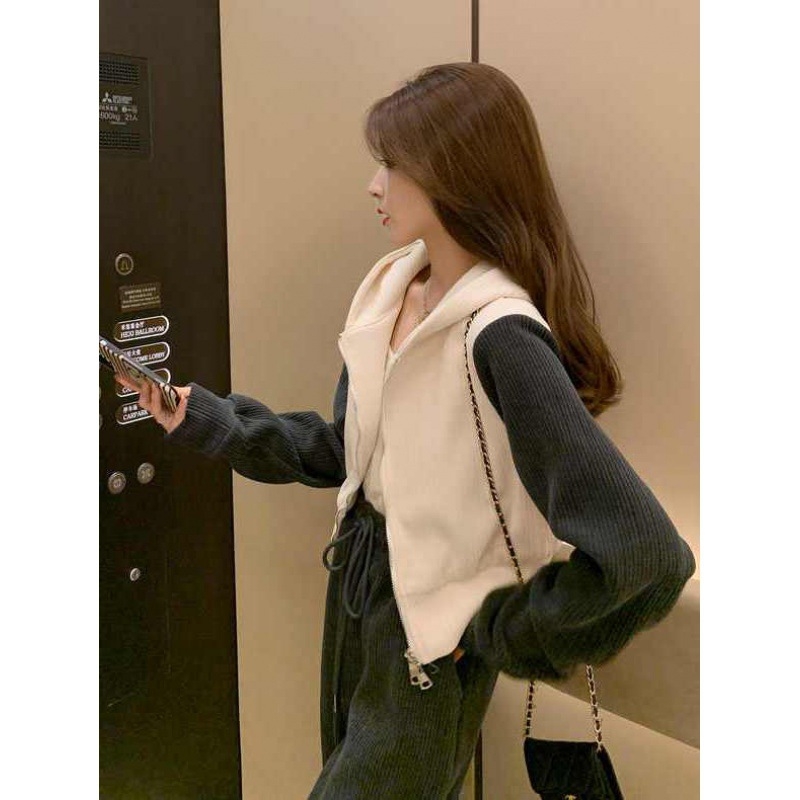 Set sportiv pentru femei din două părți – stil coreean, croială lejeră, stil urban, mâneci lungi