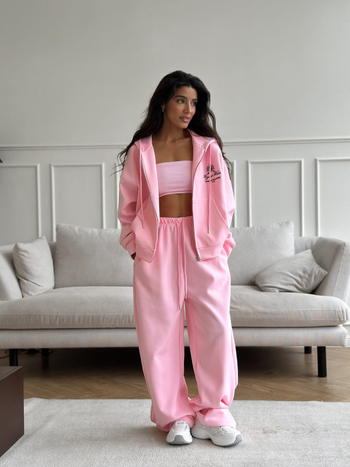 Set two-piece cu hanorac brodat și pantaloni pentru femei - bumbac-poliester, 80–90% bumbac, mâneci lungi, croială lejeră, stil occidental streetwear, toamnă 2025