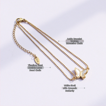 Глезенна гривна с пеперуден мотив, титаниева стомана, модел S103, марка June Stranger