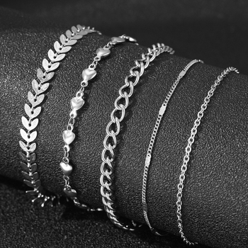 Set de glezne boho din oțel inoxidabil, unisex, design inimă, număr de producție C6639