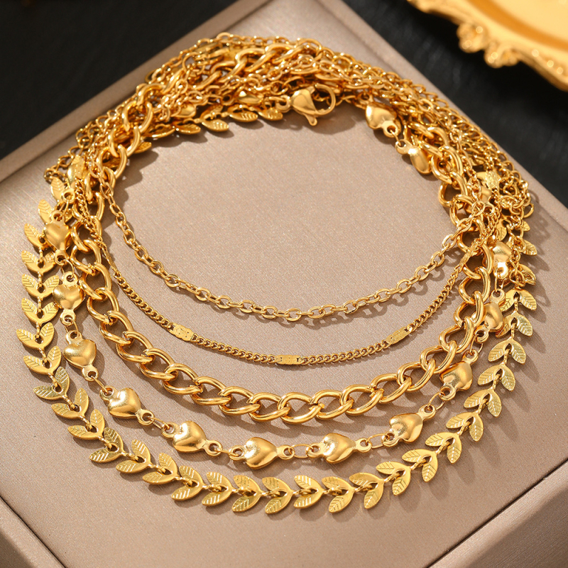 Set de glezne boho din oțel inoxidabil, unisex, design inimă, număr de producție C6639