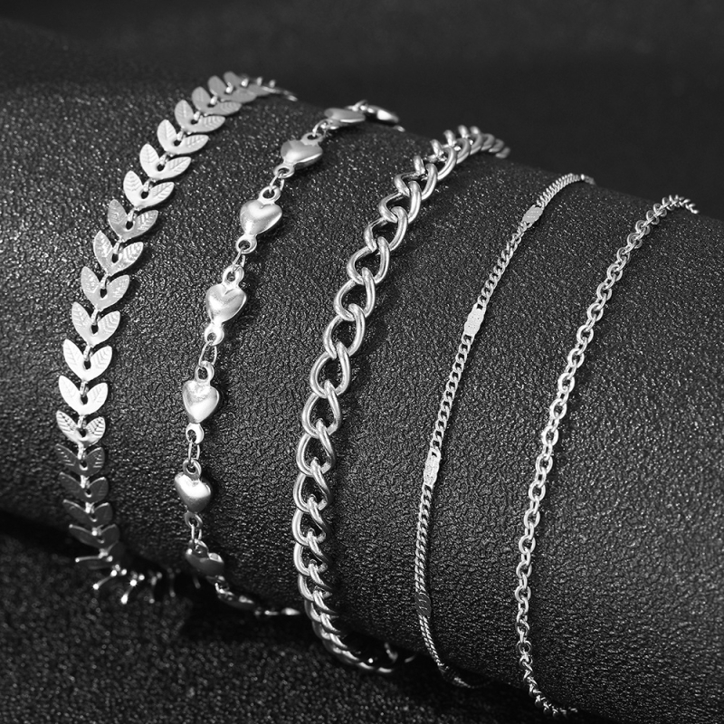 Set de glezne boho din oțel inoxidabil, unisex, design inimă, număr de producție C6639