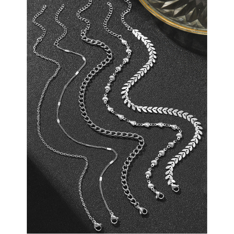 Set de glezne boho din oțel inoxidabil, unisex, design inimă, număr de producție C6639