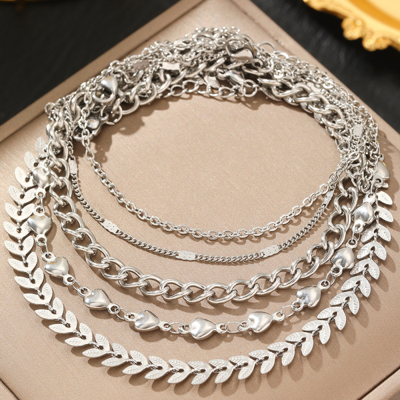 Set de glezne boho din oțel inoxidabil, unisex, design inimă, număr de producție C6639