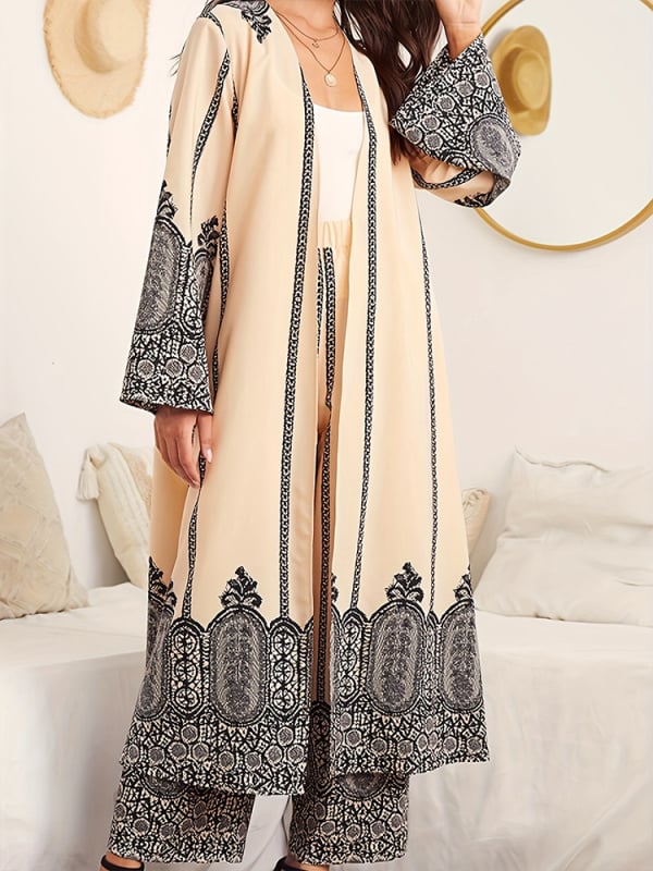 Set sacou și pantaloni cu imprimeu geometric, poliester, fără guler, stil street hipster