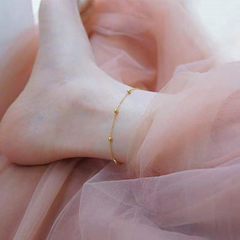 Глезенна гривна за жени - минималистично геометрично сребърно бижу, стил Япония и Южна Корея