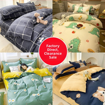 Set de lenjerie de pat în patru piese - fibre sintetice, model desen animat, imprimare reactiva, greutate 1000-1500 g, pentru toate sezoanele