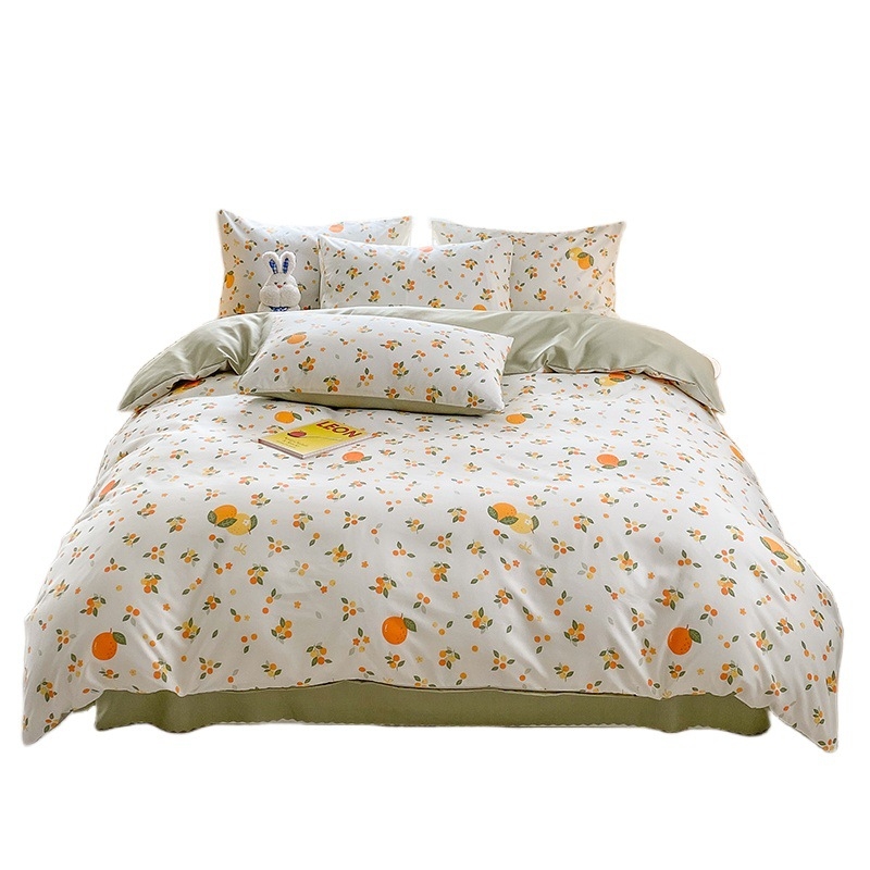 Set de lenjerie de pat în patru piese - fibre sintetice, model desen animat, imprimare reactiva, greutate 1000-1500 g, pentru toate sezoanele