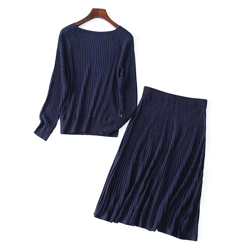 Jingzhou Две части: плетена рокля и костюм с пола за жени — принт модел, колажни шевове, полиестер/акрил тъкани